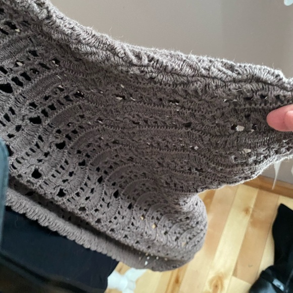 Taupe Crochet cover up sweater/cardigan. Size L - Picture 7 of 7